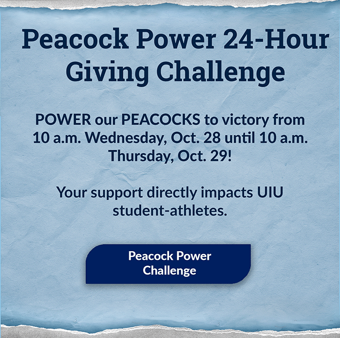 Peacock Power 24 Hour Giving Challenge graphic starting 10 a.m Oct 28
